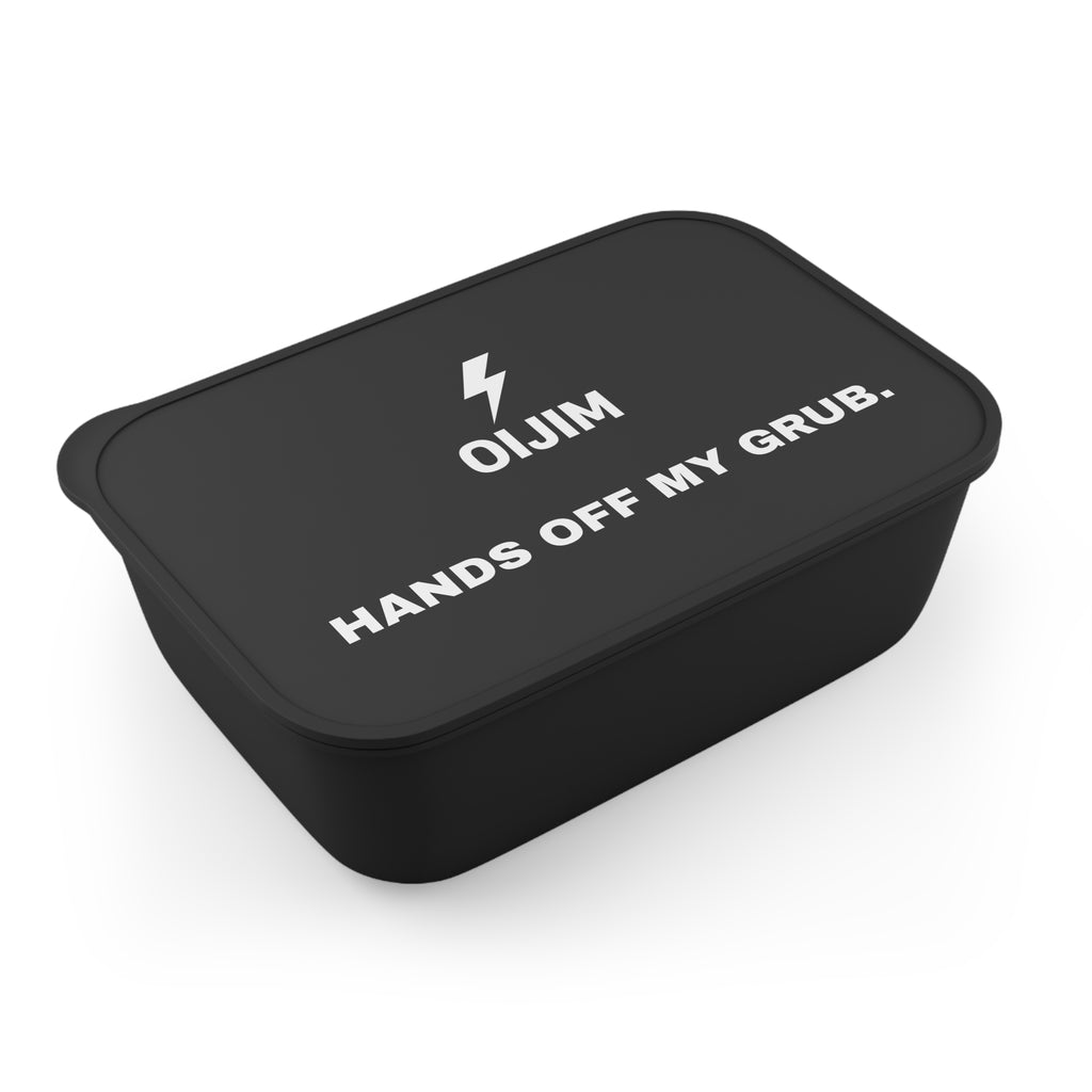 Lunch Container with Band & Utensils "Hands Off My Grub" - Oijim