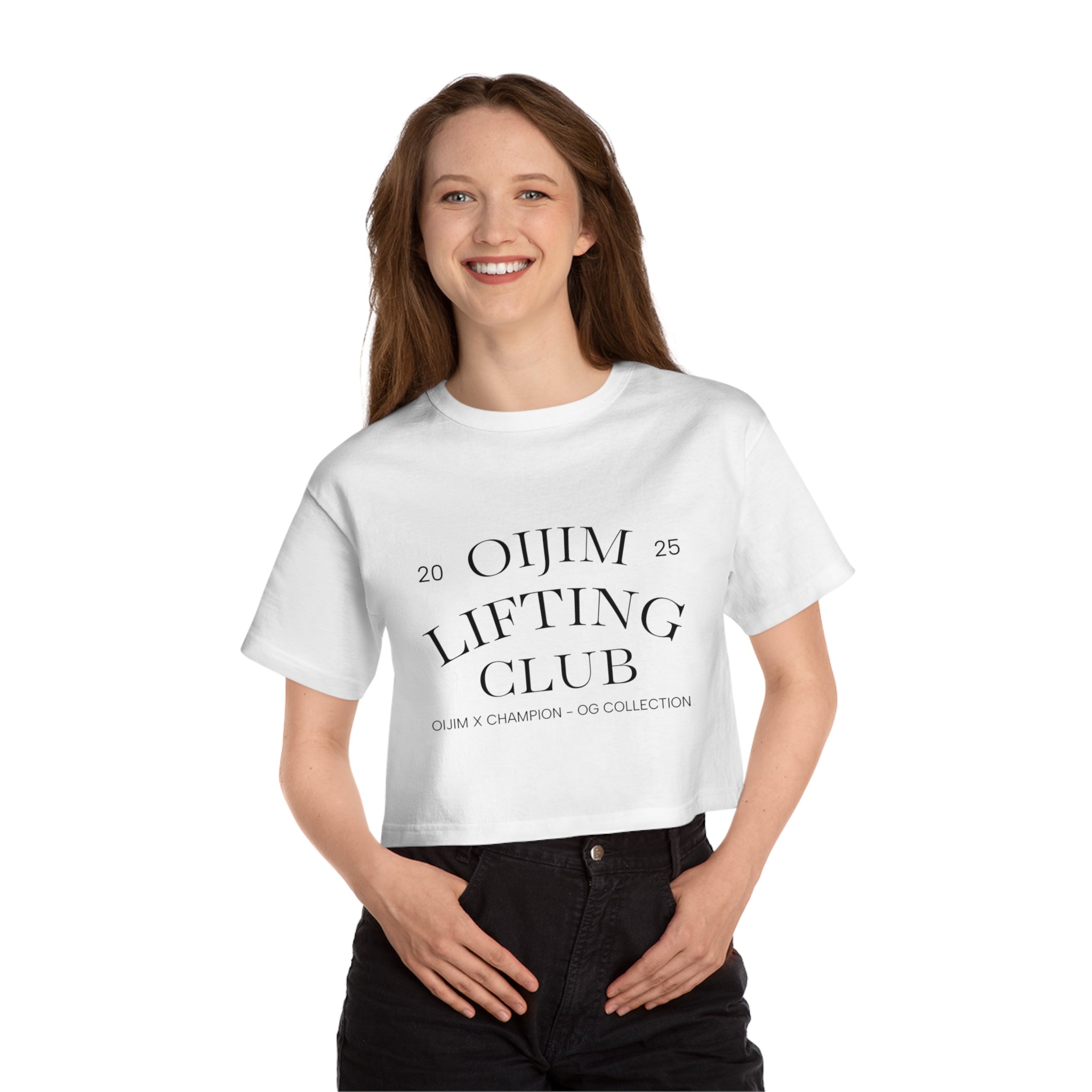 OG Cropped Tee Workout Shirt - OiJim x Champion with Logo and C Patch - Oijim