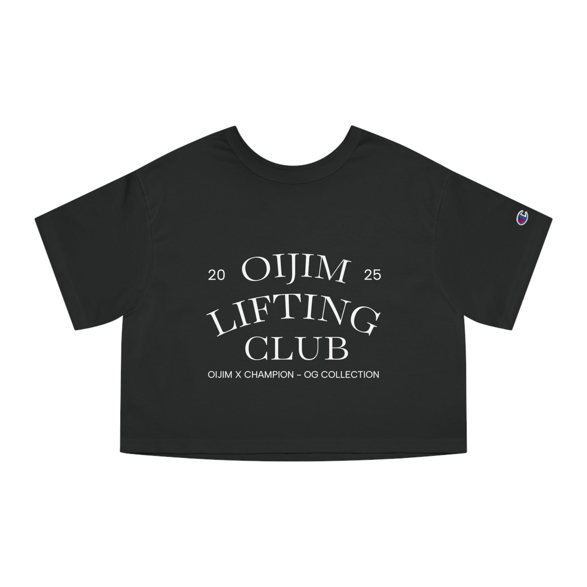 OG Cropped Tee Workout Shirt - OiJim x Champion with Logo and C Patch - Oijim