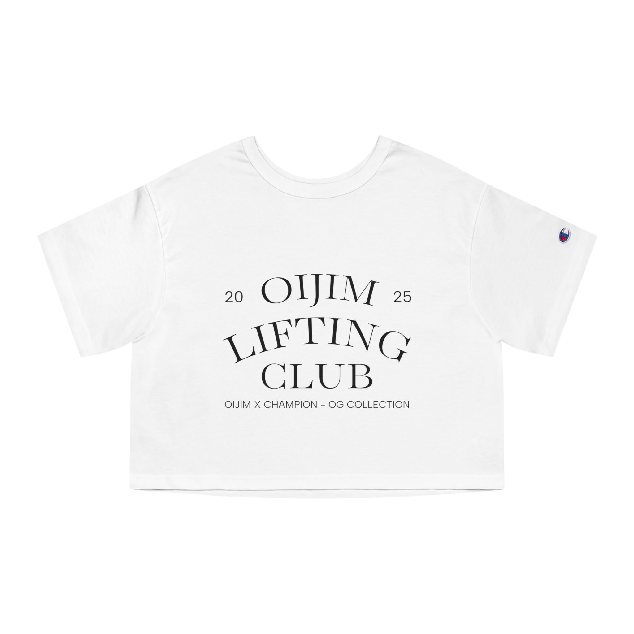 OG Cropped Tee Workout Shirt - OiJim x Champion with Logo and C Patch - Oijim
