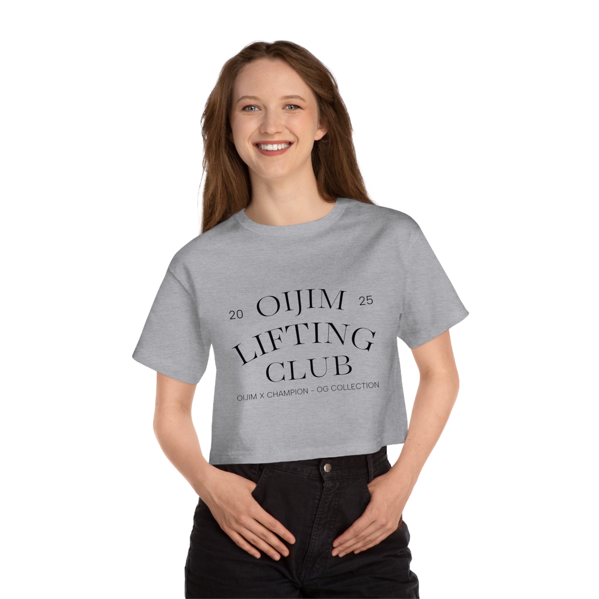 OG Cropped Tee Workout Shirt - OiJim x Champion with Logo and C Patch - Oijim