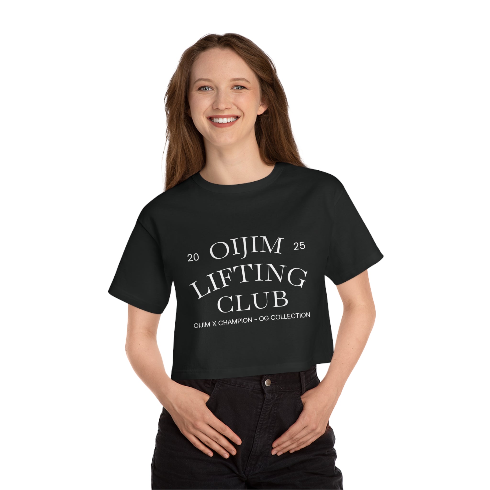 OG Cropped Tee Workout Shirt - OiJim x Champion with Logo and C Patch - Oijim