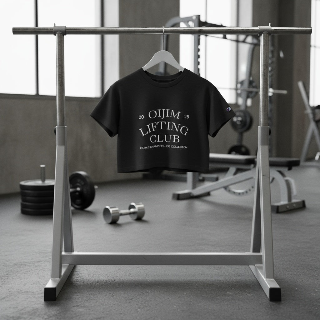 OG Cropped Tee Workout Shirt - OiJim x Champion with Logo and C Patch