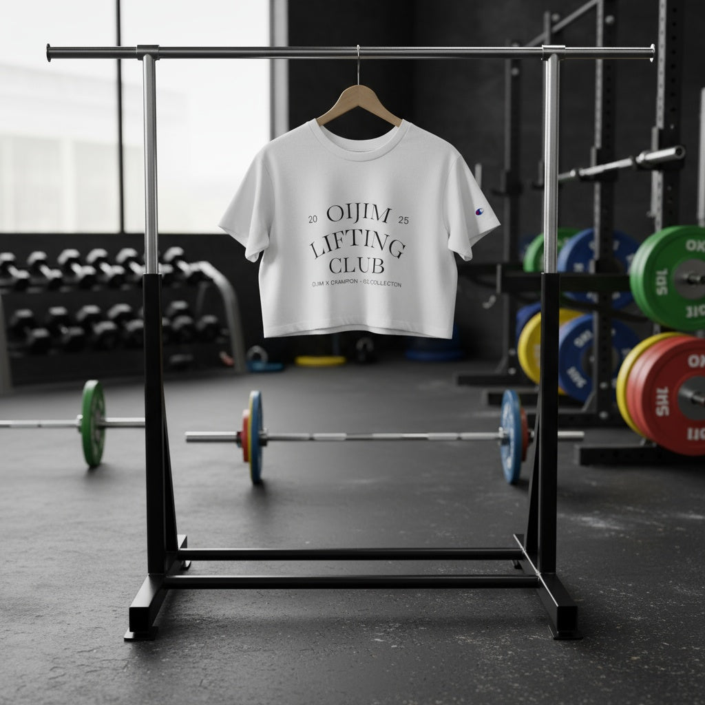 OG Cropped Tee Workout Shirt - OiJim x Champion with Logo and C Patch