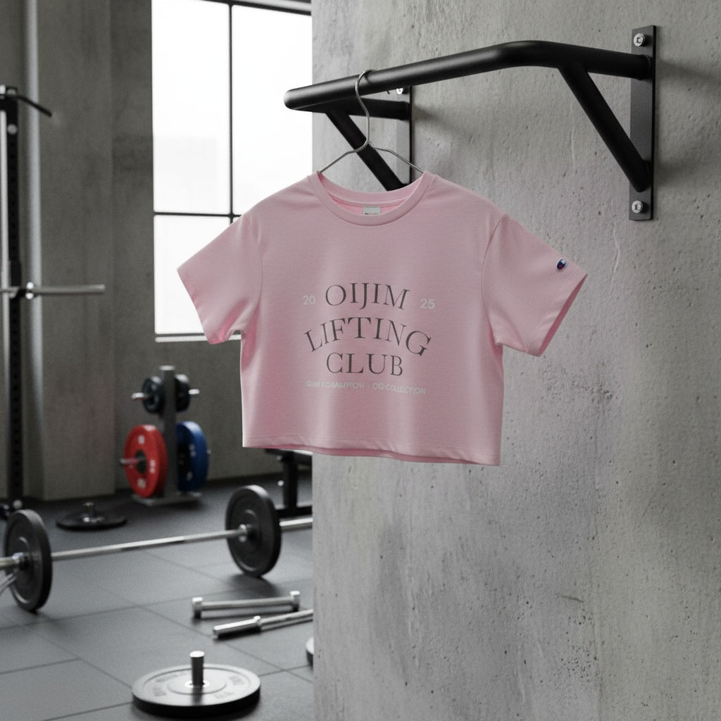 OG Cropped Tee Workout Shirt - OiJim x Champion with Logo and C Patch