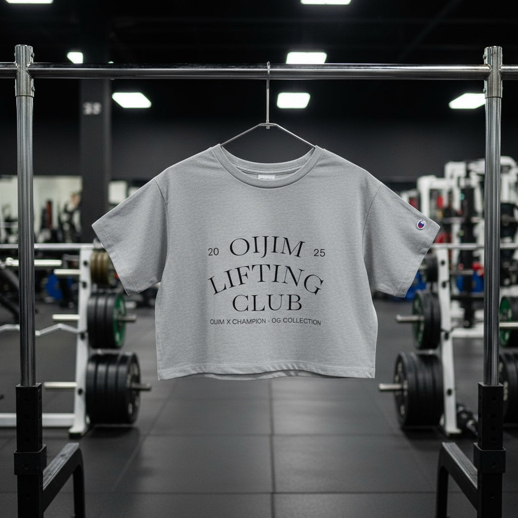 OG Cropped Tee Workout Shirt - OiJim x Champion with Logo and C Patch