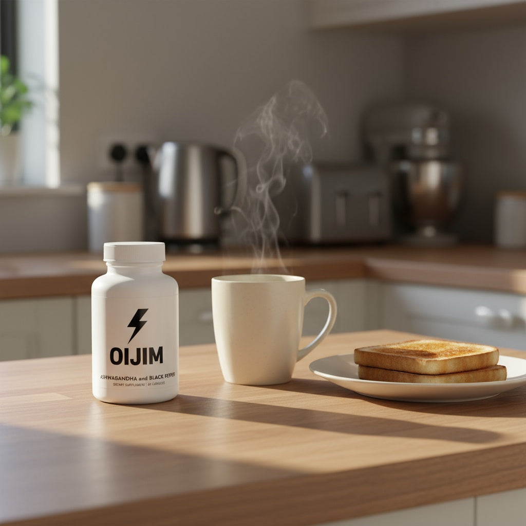 OIJIM Ashwagandha Black Pepper Capsules for Stress Relief and Vitality - 60 Count