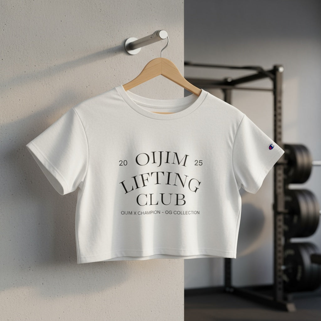 OG Cropped Tee Workout Shirt - OiJim x Champion with Logo and C Patch