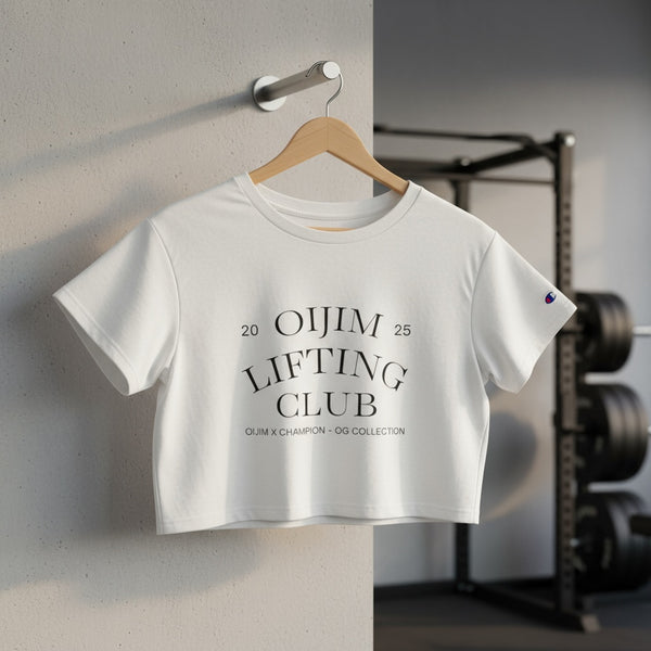 OG Cropped Tee Workout Shirt - OiJim x Champion with Logo and C Patch